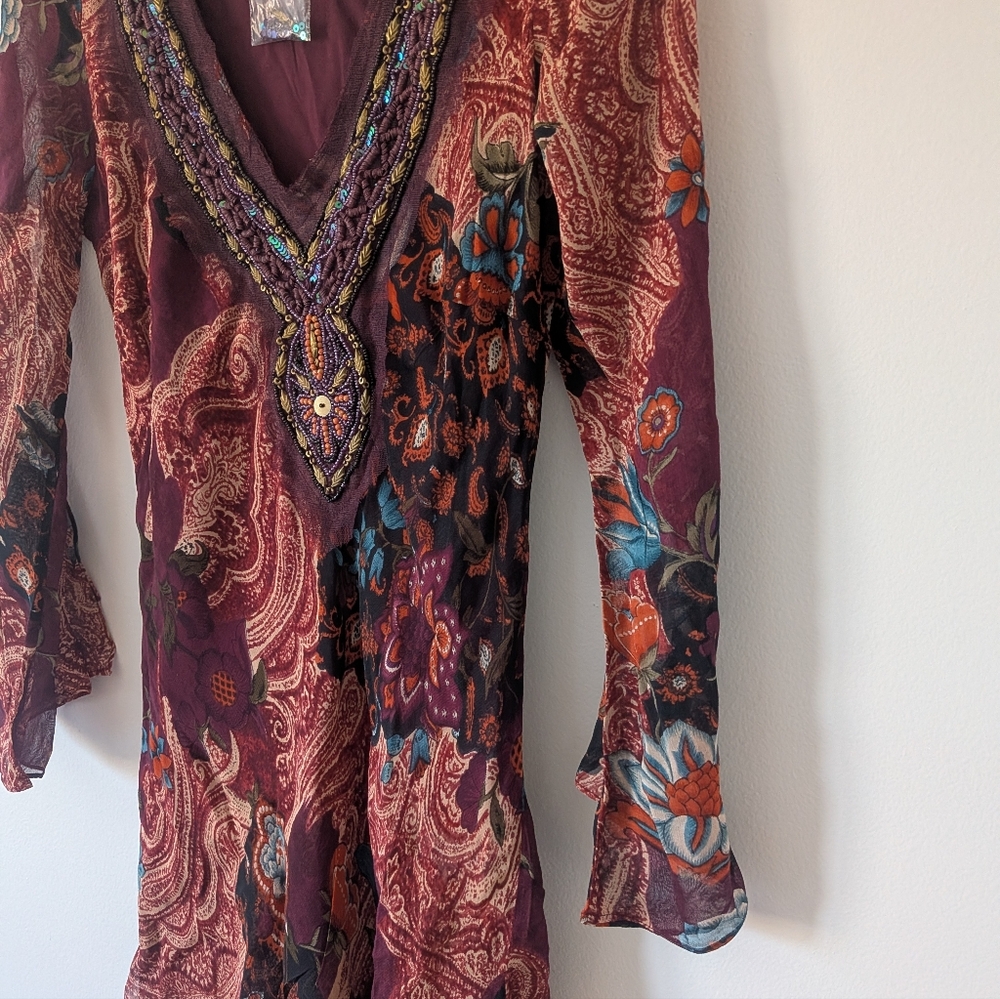 Chaudry KC Beaded Asymmetrical Hem Long Sleeve Dress - Picture 4 of 9